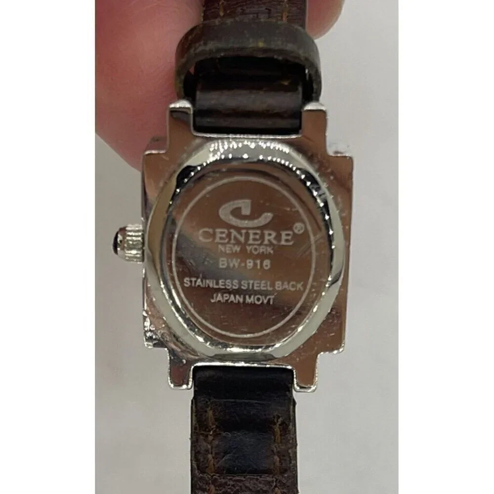 Cenere BW-916 Bedazzled Quartz Analog Women's Watch MOP Dial Brown Leather Band